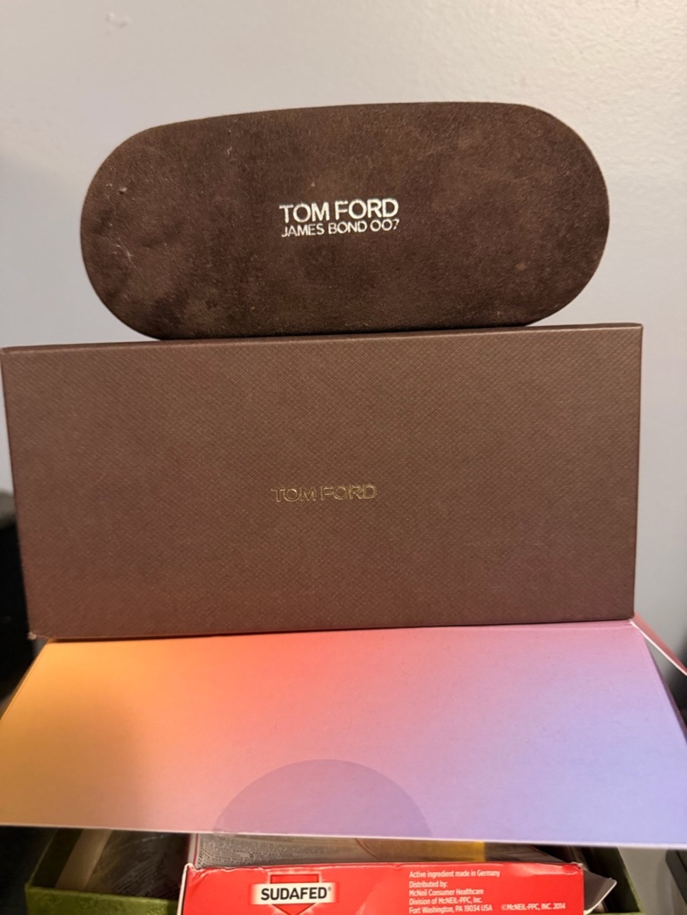 Tom Ford Brown Suede Eyewear Case with Branded Logo